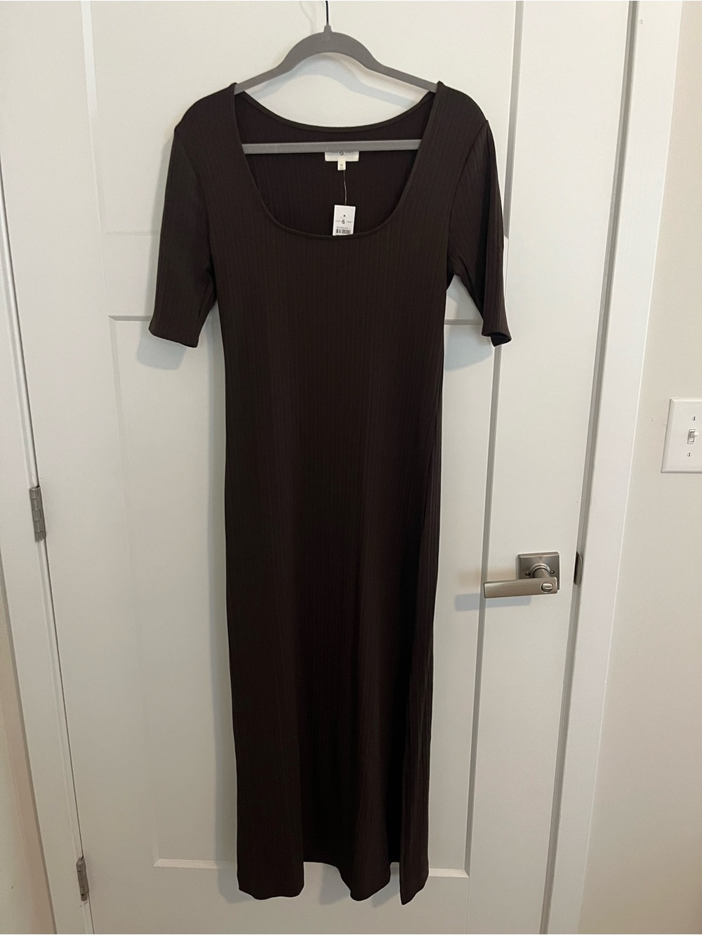 Lou & Grey Dark Brown Ribbed Maxi Dress